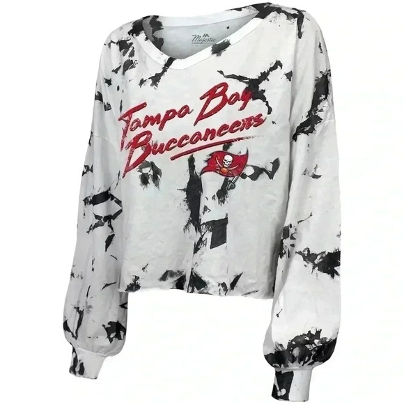 NWT Women's Majestic  Threads Tom Brady Tampa Bay Off-Shoulder Long Sleeve S - Picture 2 of 7